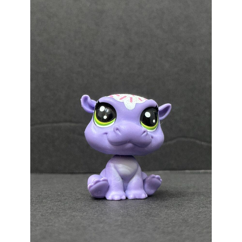 Littlest Pet Shop LPS 3-158 Purple HIPPO Hippopotamus GLITTER Sprinkle Top